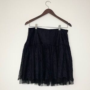 Ralph Lauren Rugby Mesh & Lace Tiered Mini Skirt